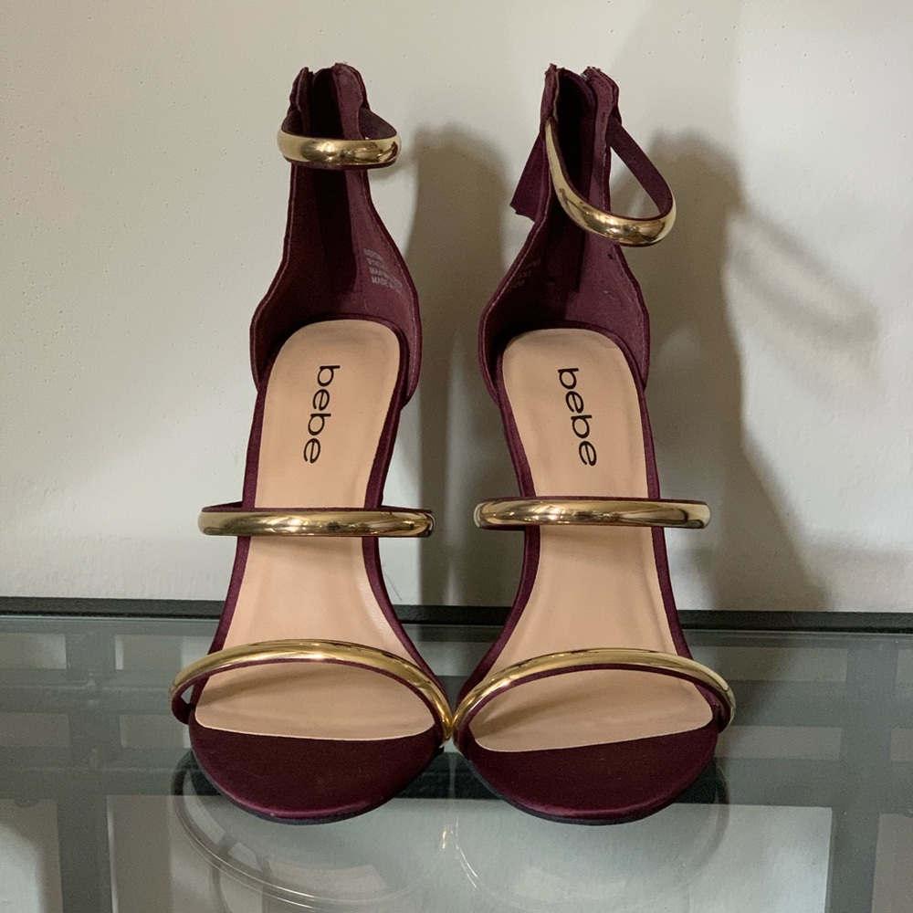 Bebe Gold Strap Heels